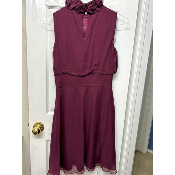 Antonio Melani Silk Dress with Flower Detail Around Neck - Size 4 - Picture 7 of 13